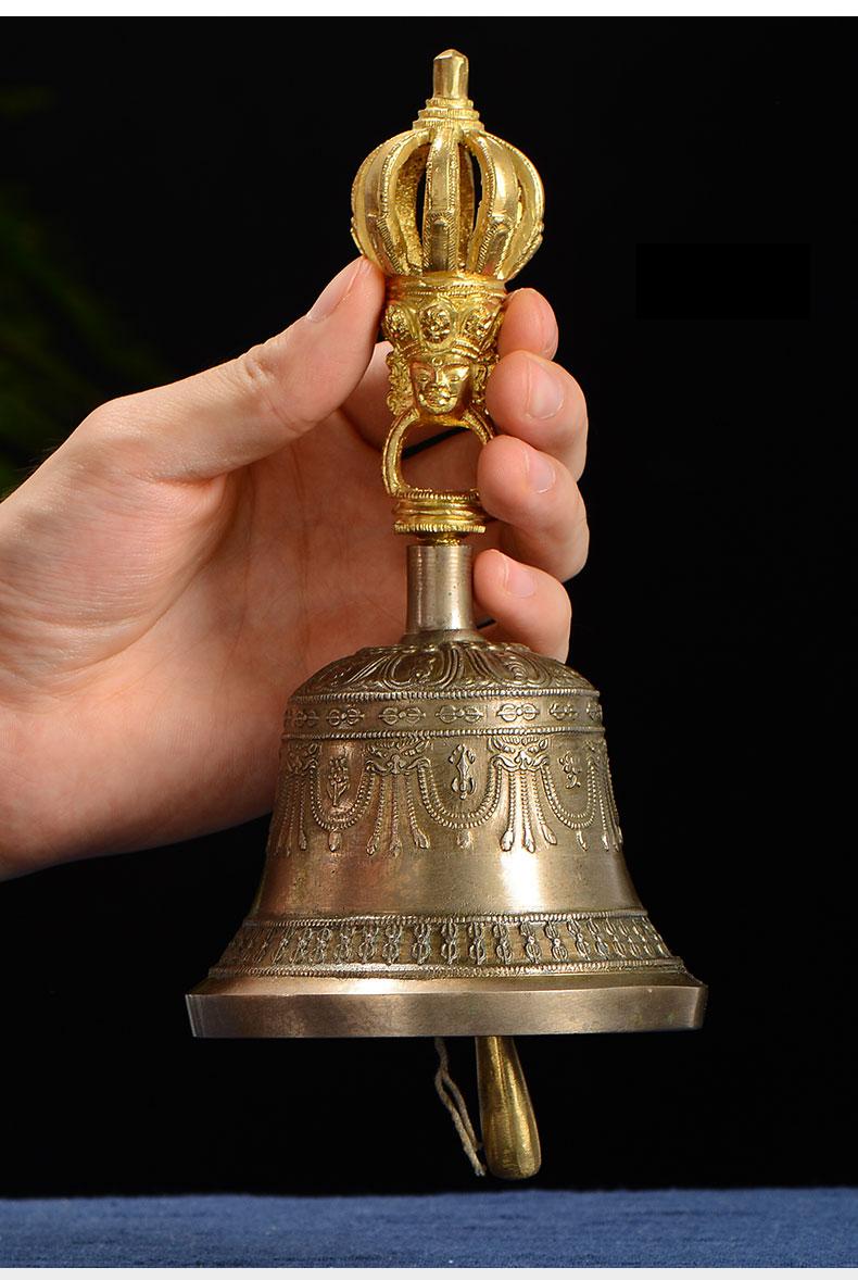 九股金刚铃杵 尼泊尔手工纯铜金刚杵金刚铃 佛教法会法铃密宗供具