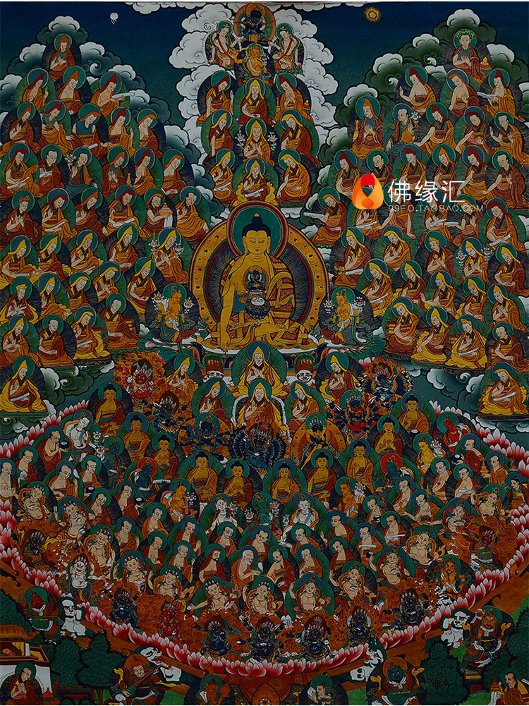 西藏矿物颜料供奉释迦皈依境 释迦牟尼佛像皈依境唐卡挂画
