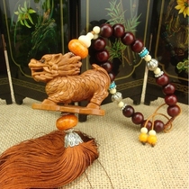 Taishan Feicheng peach wood three-dimensional carving Unicorn car pendant Jinlin send auspicious car safety jewelry