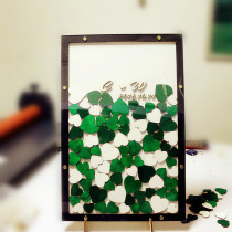 Wood signature photo frame Wedding gift Birthday party Fingerprint graduation props Mason sign-in tree book table bottle personality