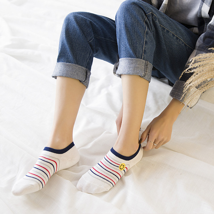 全棉社运动浅口袜子女日系棉袜女夏季船袜女豆豆鞋袜子女隐形船袜