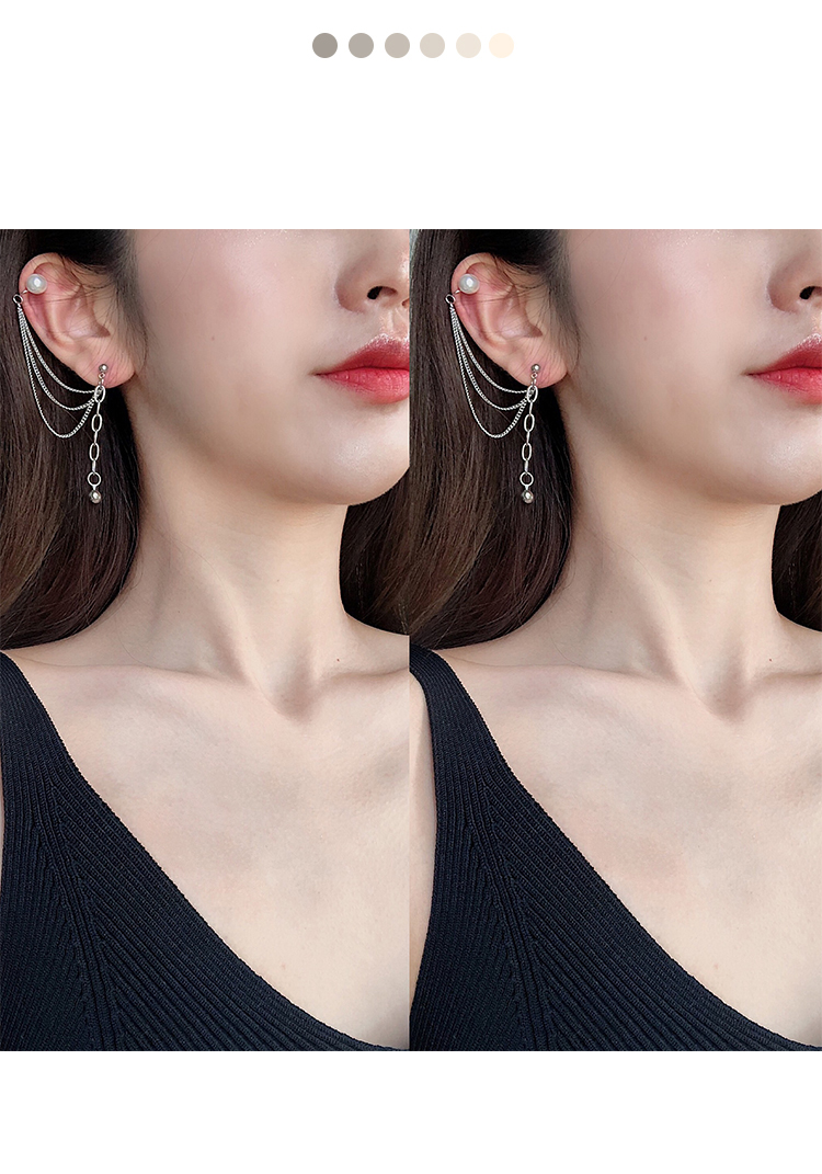 韩国ins酷女孩蹦迪一体式链条耳骨钉耳骨夹高级感网红百搭耳饰品