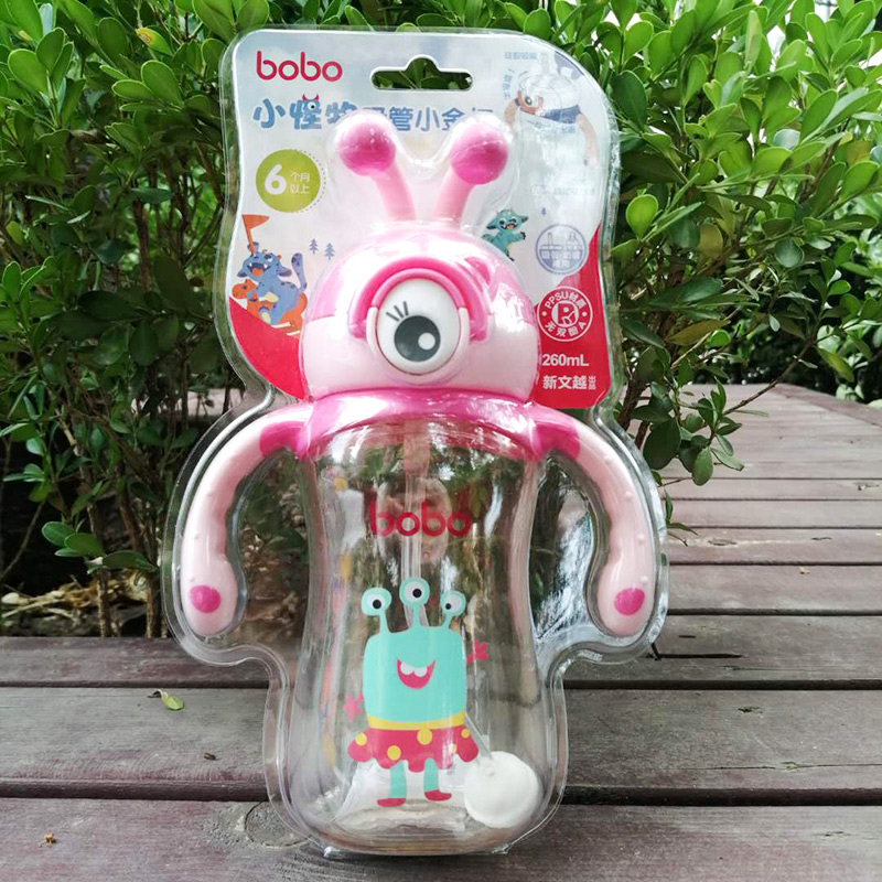 leerbao straw cup baby baby monster drinking cup drop-proof one bottle dual-use gravity ball learning drinking cup