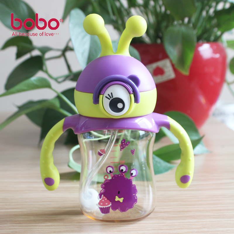 leerbao straw cup baby baby monster drinking cup drop-proof one bottle dual-use gravity ball learning drinking cup