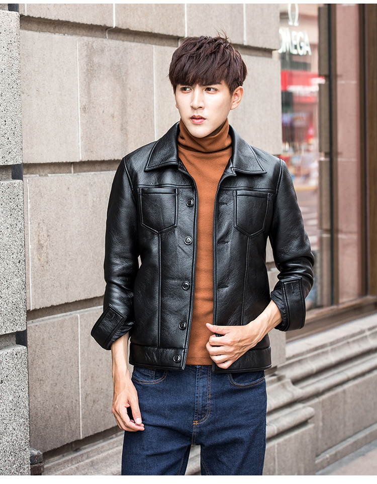 2018潮品季新外滩街拍男士夹克 短款复合皮衣外套 男vc2001 p135-电商