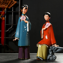 White porcelain handmade figure lady home ornaments colored porcelain classical beauty creative living room entrance ornament crafts