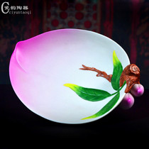 Dehua ceramic peach type fruit plate Buddha offering pan Buddha Hall supplies dried fruit plate home crafts ornaments for Buddha fruit plate