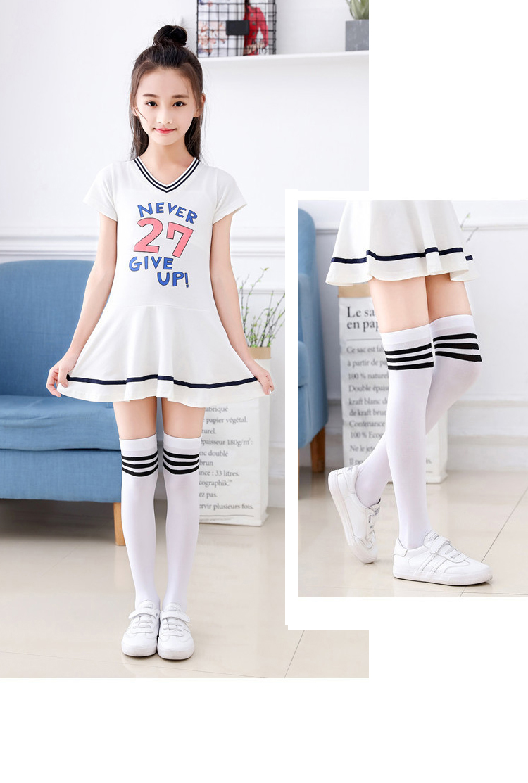 儿童丝袜白色女童长筒袜过膝盖薄款宝宝舞蹈打底袜子中筒体操表演