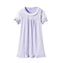 Little AB girls summer short-sleeved cotton nightskirts childrens pajamas girls nightskirts parent-child nightgowns home clothes