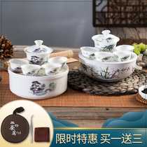 Chaozhou ceramic travel tea set portable kung fu tea set complete tea set outdoor travel mini tea maker