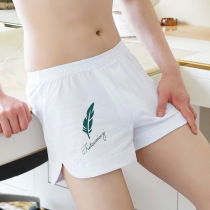 White Aro pants mens underwear youth middle waist flat corner loose cotton summer breathable fashion blue shorts Gray