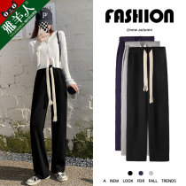 Wide leg pants women spring and autumn 2021 New High waist loose straight tube mopping casual autumn winter walking drawstring sports pants