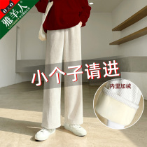 Corduroy wide leg pants womens autumn and winter small winter wear with high casual chenille padded velvet pants