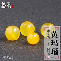 Rongtai yellow agate beads ball beaded bracelet necklace hand-woven jewelry material DIY semi-finished loose beads