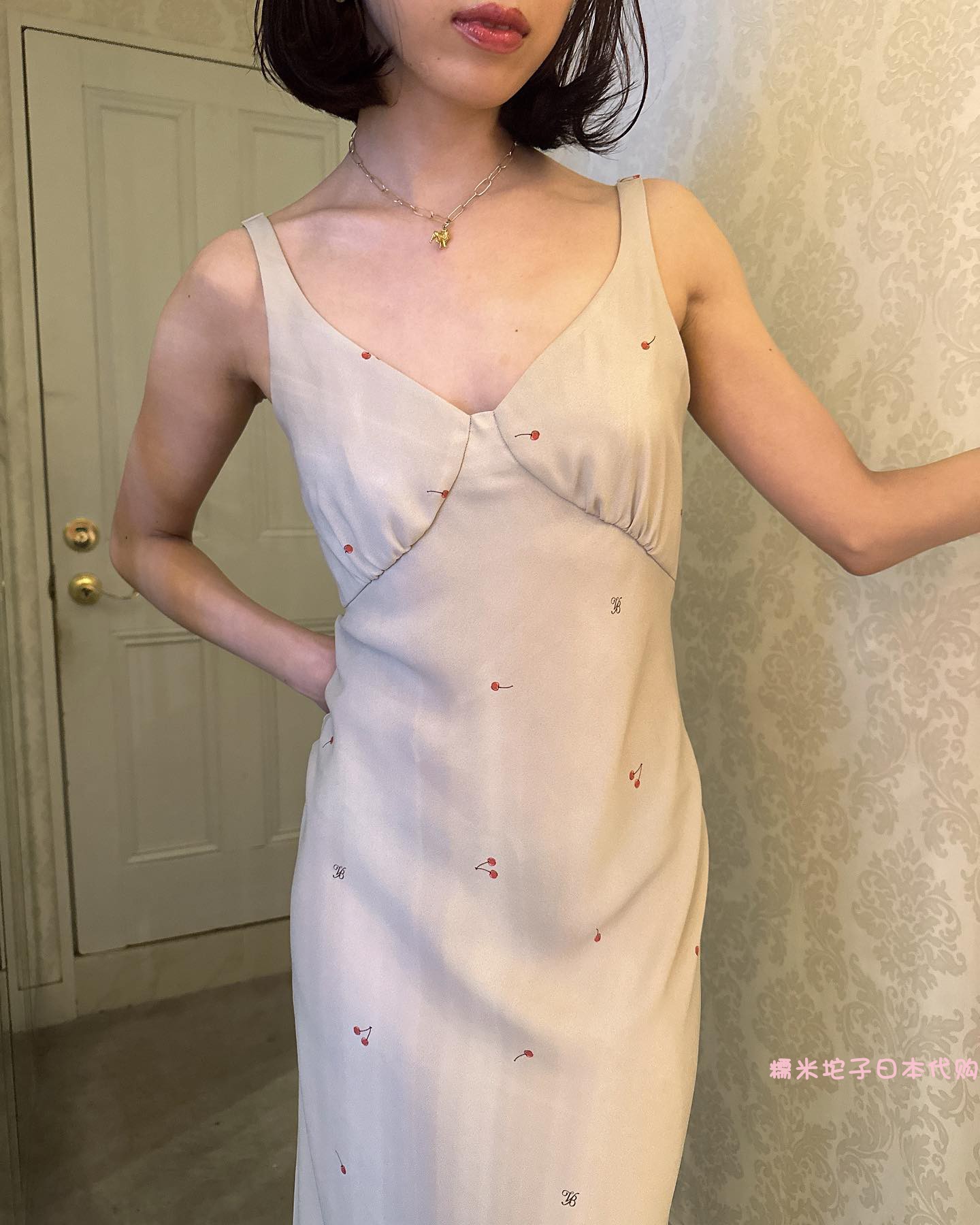 Discount glutinous rice lump Japanese verybrain cherry handle pattern one-piece dress VD-232-Taobao