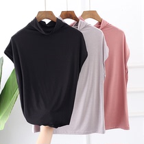 Modal T-shirt womens high collar sleeveless pile collar thin paragraph wild mother half high collar size short sleeve base shirt