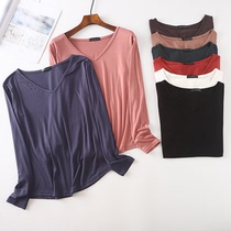 Modal Long Sleeve T-Shirt Womens Autumn Wear Short Loose Joker Solid Color New Long Sleeve base shirt