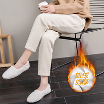 Off-white pants corduroy pants womens spring and autumn and winter 2021 new plus velvet chenille radish velvet pants tide