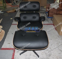 Eames Lounge chair-Black Imported leather Lounge chair Easy chair Mushroom chair