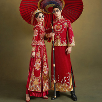 Mens Wo clothing Wo Xiu clothing grooms Chinese dress mens wedding 2021 new ancient costume dragon and phoenix coat mens and womens suits