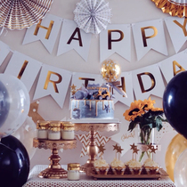 儿童生日派对横幅拉条生日快乐鱼尾旗彩旗生日后尾箱装扮布置深圳