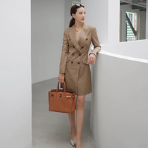 2021 fall new cur-colored anti-creamy wool sashimi waist display slim suit jacket occupational temperament even dress women