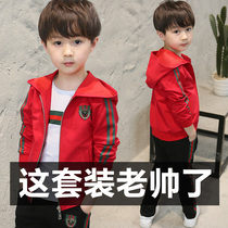 Boys suit spring suit 2021 New Korean childrens sports boy handsome three-piece set Spring and Autumn Tide