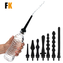 Portable silicone enema head anal vaginal cleaner Pull beads anal plug vestibular massage for men and women constipation defecation bowel cleansing