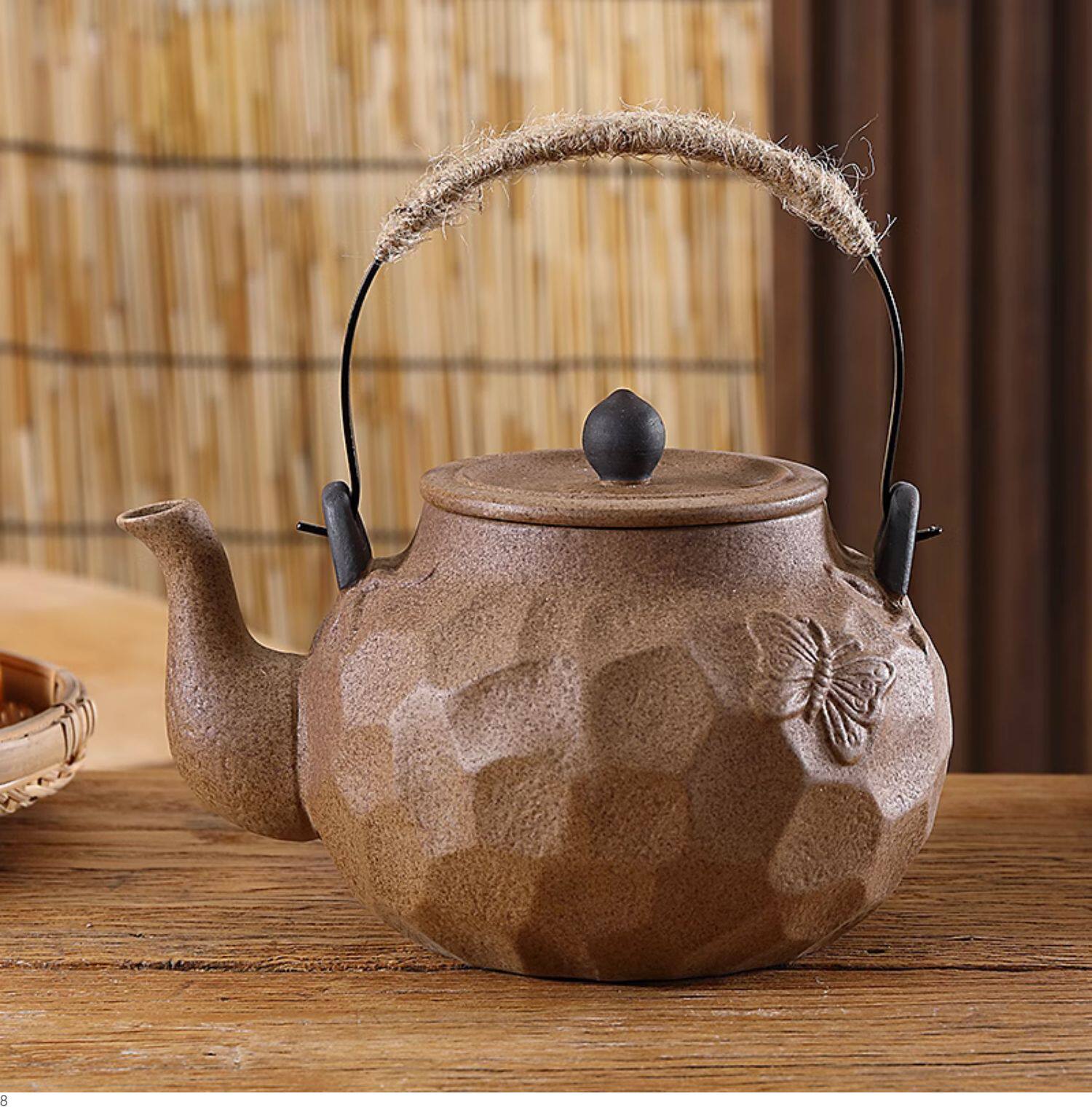 粗陶茶壶陶土提梁壶陶瓷烧水壶煮茶壶功夫茶具陶壶养生壶复古茶具