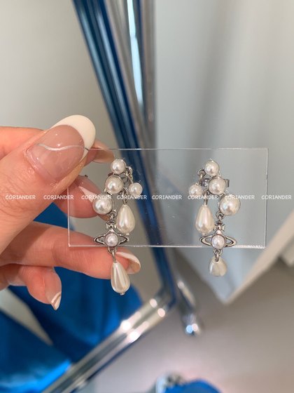 고수풀 프랑스 기질 달콤한 3 열 진주 물 낙하 행성 귀걸이 고수풀 프랑스 기질 달콤한 3 열 진주 물 낙하 행성 귀걸이