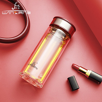 Vientiane double glass water cup ladies Office Home Business Cup high temperature resistant straight Cup V133