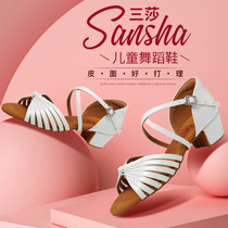Three Sa girls Fall new Latin dance shoes Soft bottom High heel dance Skill Shoes Girl National Standard Dance Shoes Cha Cha Cha
