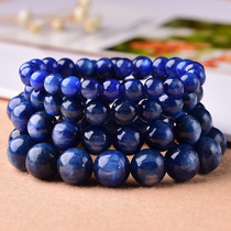 Natural blue crystal stone bracelet cats eye stone mens and womens three-circle hand string is blue cats eye blue velvet crystal crystal