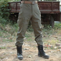 Autumn and winter outdoor soft shell plus velvet tactical pants mens windproof waterproof overalls special forces training pants sports casual pants