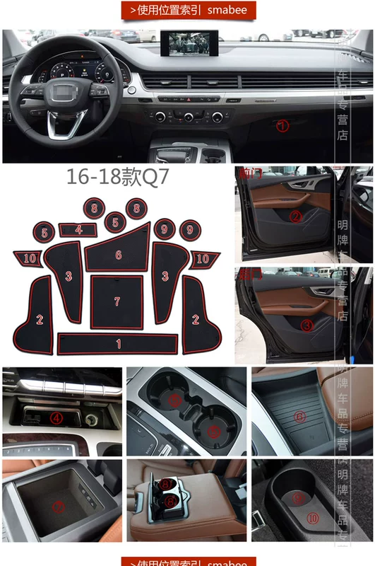 Audi Q3 Q5 Q7 nước coaster nội thất sửa đổi trang trí xe nguồn cung cấp phụ kiện đặc biệt cửa mat dán xe đồ trang sức