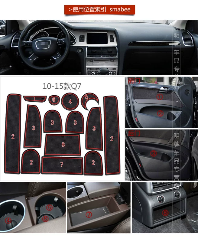 Audi Q3 Q5 Q7 nước coaster nội thất sửa đổi trang trí xe nguồn cung cấp phụ kiện đặc biệt cửa mat dán xe đồ trang sức