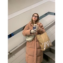 HEYGIRL Black Brother Resurrection Korean version of loose white duck down jacket women over the knee warm top winter