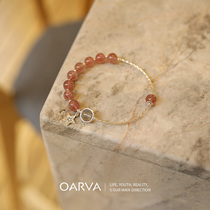 Strawberry crystal bracelet girl ins niche original design sterling silver natural pink crystal Moonlight stone hand string gift