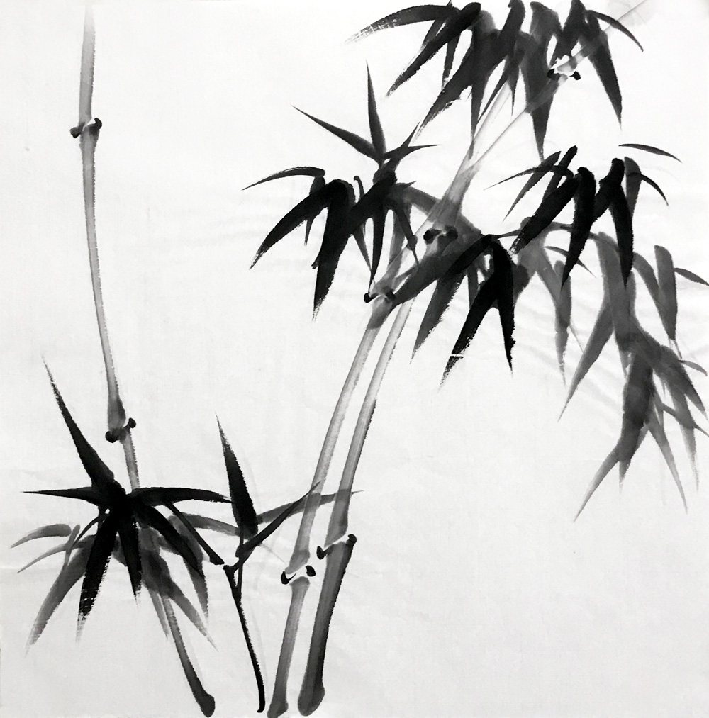 中国古美術・蘭竹之情三尺画芯・董卿印款・水墨画・純手描き・鑑賞用・宣紙・带水印 中国古美術・蘭竹之情三尺画芯・董卿印款・水墨画・純手描き