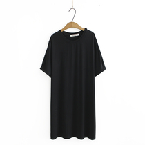 Big code woman dress new summer loaded shoulder webbing 50% sleeves T-shirt dress 200 grams of fat mm loose and long style dress woman