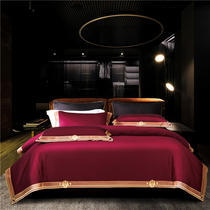 Light extravagance pure color simple 100-ped horse cotton four-piece cotton cotton quilt cover European high-grade bedding