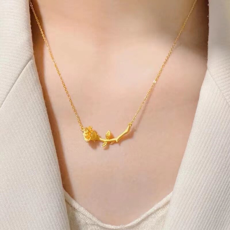 玫瑰花项链锁骨链子简约