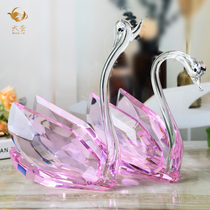 Crystal Swan Newly Wedding Gift Wine Cabinet TV Cabinet Home Decoration Accessories Creative Valentines Day Tanabata Gift