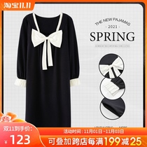 Princess Marc nightgown female spring cute bow cotton long sleeve girl style home clothing age age sleeper skirt summer