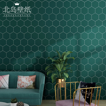 Green hexagonal lattice hexagon Nordic self-adhesive wallpaper waterproof moisture-proof milk tea shop bedroom self-sticking wallpaper