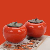 Persimmon Ruyi Tea Leaf Jars Pot Ceramic Sealing Pot Persimmon Small Tea Bin Mini Storage Jar Red Vin Creen Products Hem