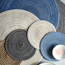 ins creative home round woven dining mat cotton linen Nordic table heat and burn-proof cushion bowl tray cup cushion Western dining cushion
