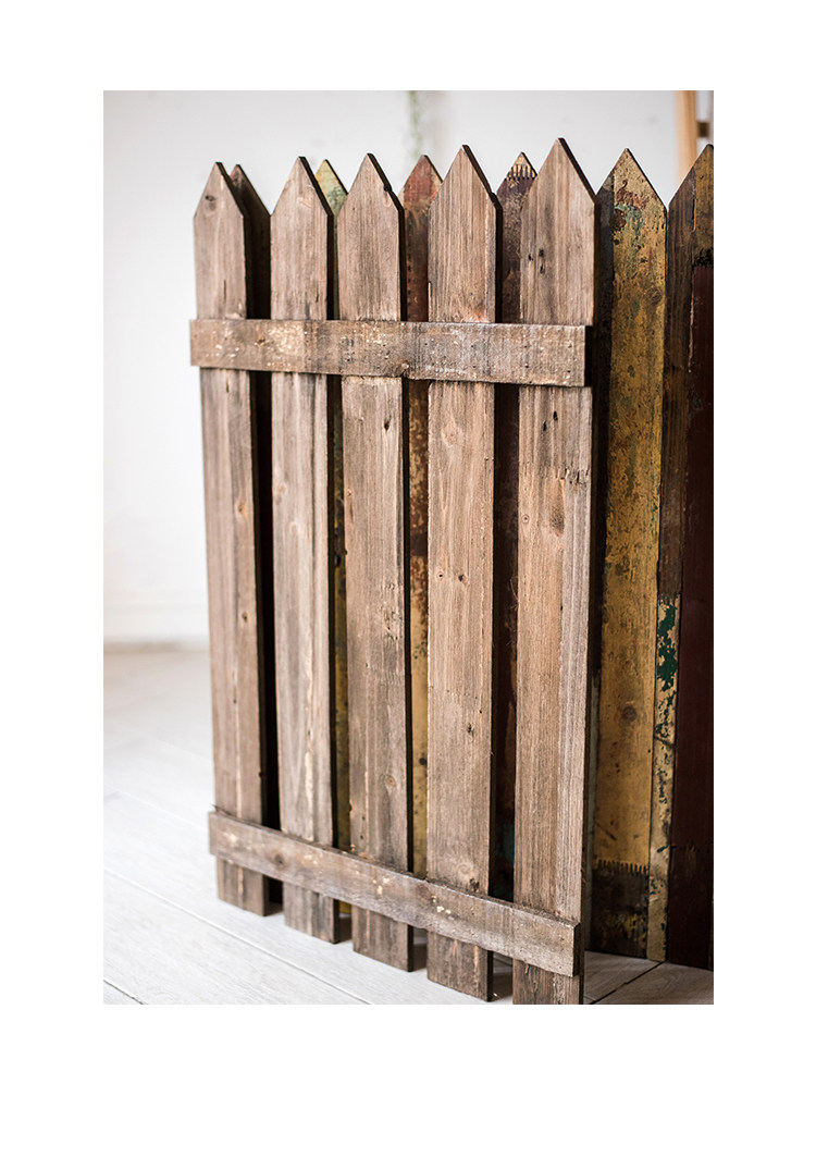 古董旧木花栅栏 篱笆 围墙实木原木拍摄道具复古杂货花园