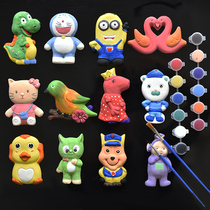 Plaster dolls painted children handmade diy making puzzle toy color painting white germ graffiti kindergarten material