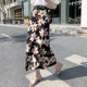 Summer floral long skirt 2024 new hip-hugging skirt bohemian lace-up wrap skirt one-piece chiffon skirt for women